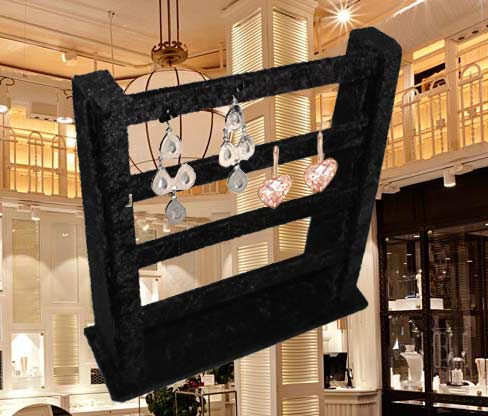 exhibidor de aretes color terciopelo de varios niveles