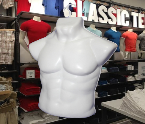 Maniquí de plástico torso de hombre para exhibir playera plastico duro blanco